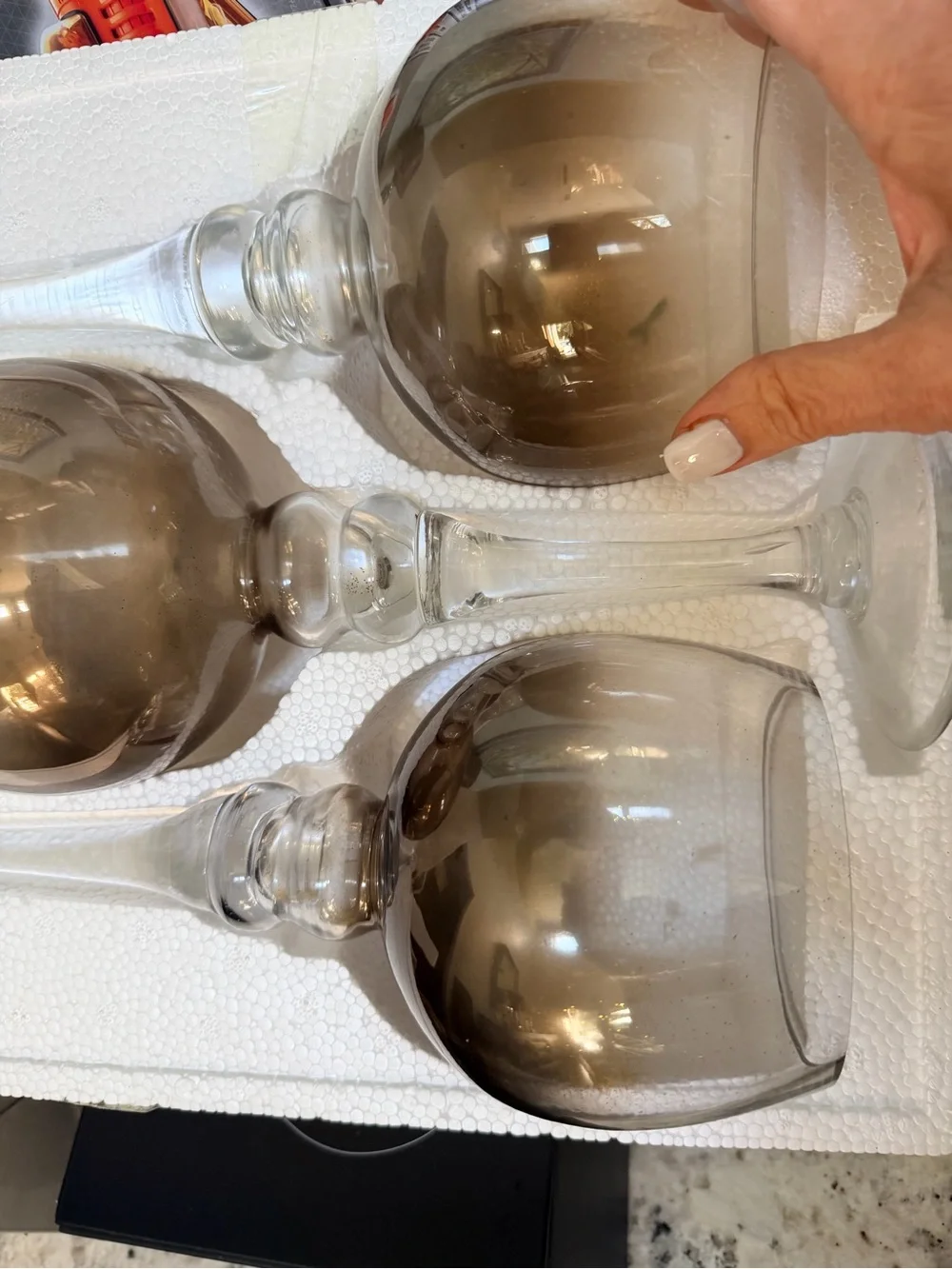 Kirkland's Home Smoky Gray Glass Stem Candle Holders - Set of 3